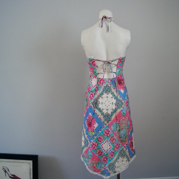Vintage BCBG Dresses Y2k Midi Dess Bias Cut Cotton Sun Dress S Made in USA Flora - Picture 5 of 9